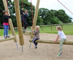 The Triple Beam swing can accommodate many children