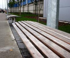 s19 steel bench with iroko hardwood seat