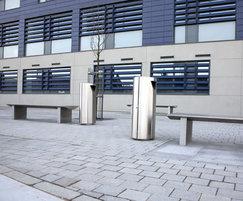 s32 stainless steel bench, s11.3 litter bin