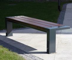s64 painted mild steel and timber bench