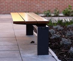 s96w asymmetric galvanised steel and timber bench