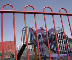 Bow Top Play steel railings for playgrounds - in red
